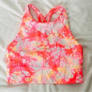 Lululemon Energy Bra High Neck LongLine Pink Grapefruit Shibori * B-D Cup Sz 6